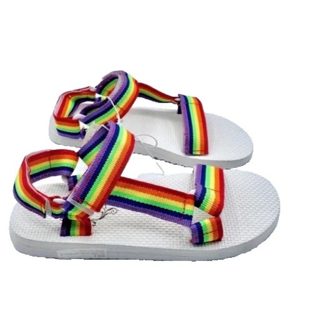 NEW Rainbow Pride Sandals Size 6 River Sandals Flip Flops Teva Style Sole Mates